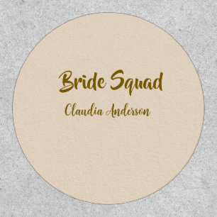 Bride squad bridesmaid name golden orange wedding patch