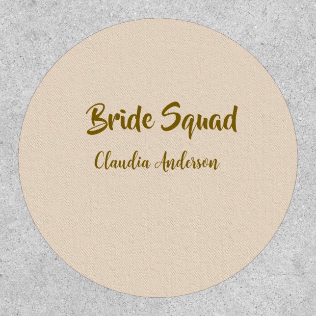 Bride squad bridesmaid name golden orange wedding  patch (Front)