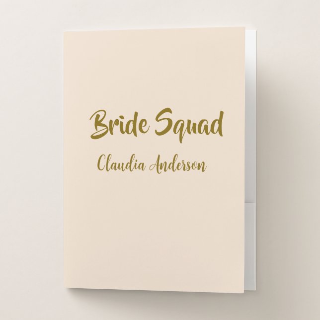 Bride squad bridesmaid name golden orange wedding  pocket folder (Front)