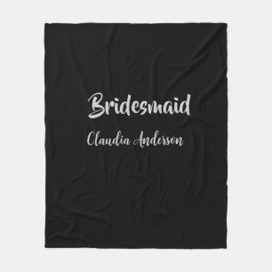 Bride squad bridesmaid name silver black wedding fleece blanket
