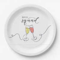 Bride Squad Champagne Toast Paper Plates
