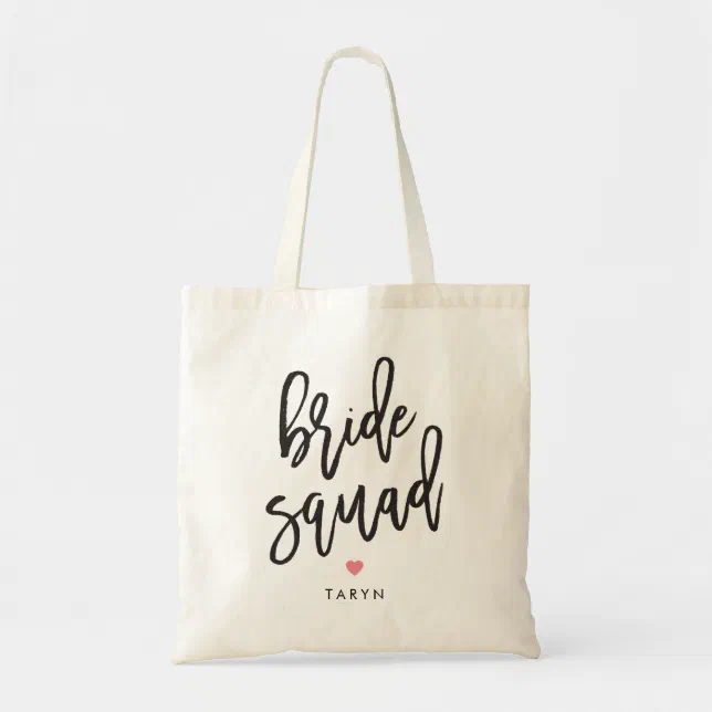 Bride Squad Editable Color Bridal Party Tote Bag (Front)