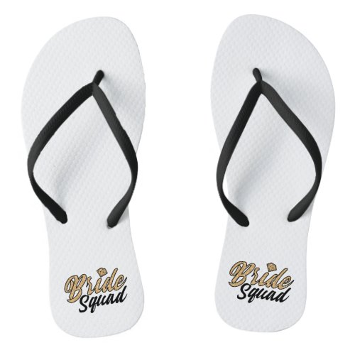 Bride Squad Flip Flops_Gold  Black Flip Flops