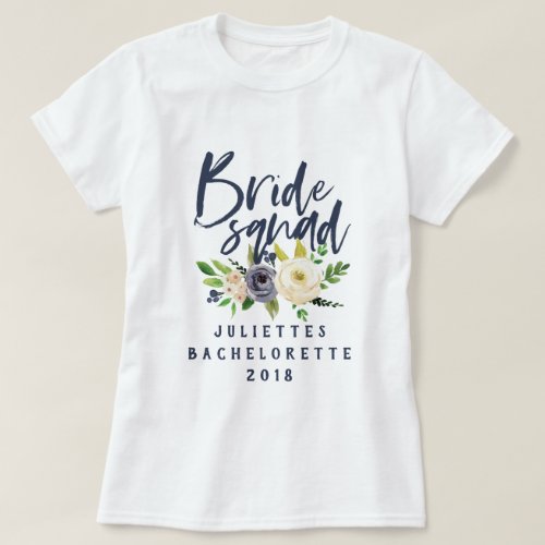 Bride squad floral watercolor t_shirt