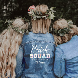 Bride Squad Fun Varsity Wedding Party Custom Name Denim Jacket