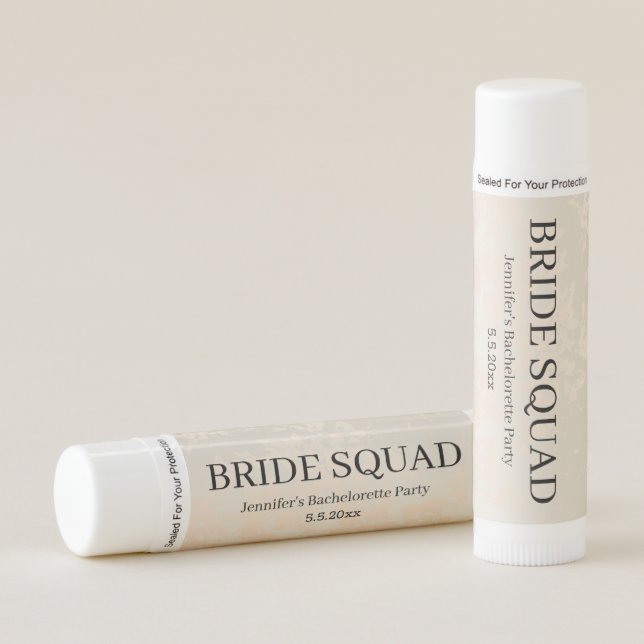 bride squad gold bachelorette party favor lip balm (Front)