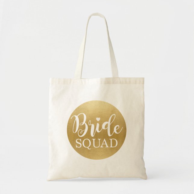 Bride Squad Gold Bag Canvas Bridal Girls Gift (Front)