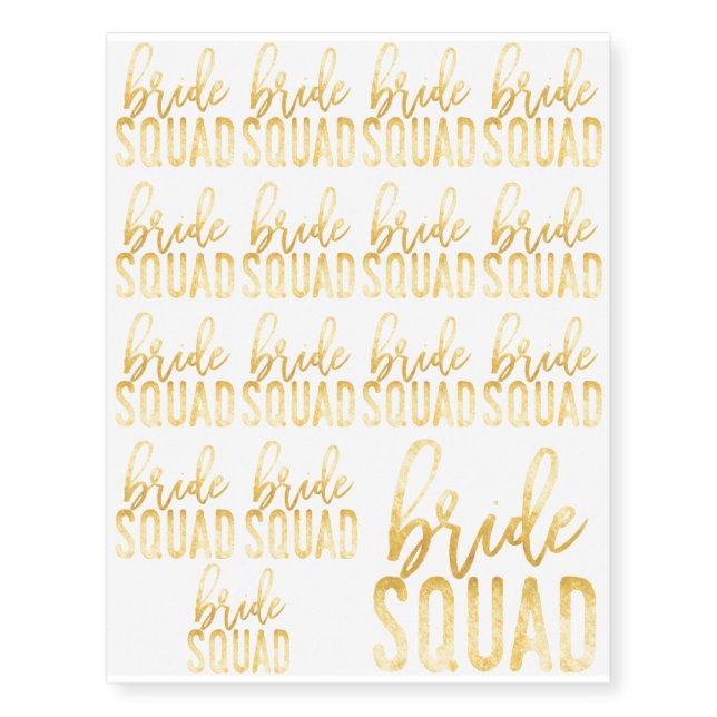 Bride Squad Gold Temporary Tattoos (Front)