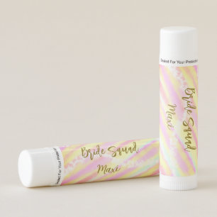 Bride squad golden pastel pink colorful glitter br lip balm