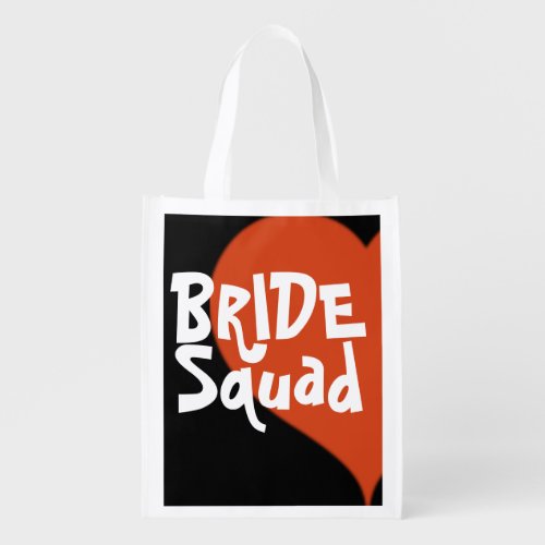 Bride Squad Hipster Heart Grocery Bag