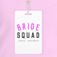 Bride Squad | Hot Pink Bachelorette Bridesmaid Badge at Zazzle