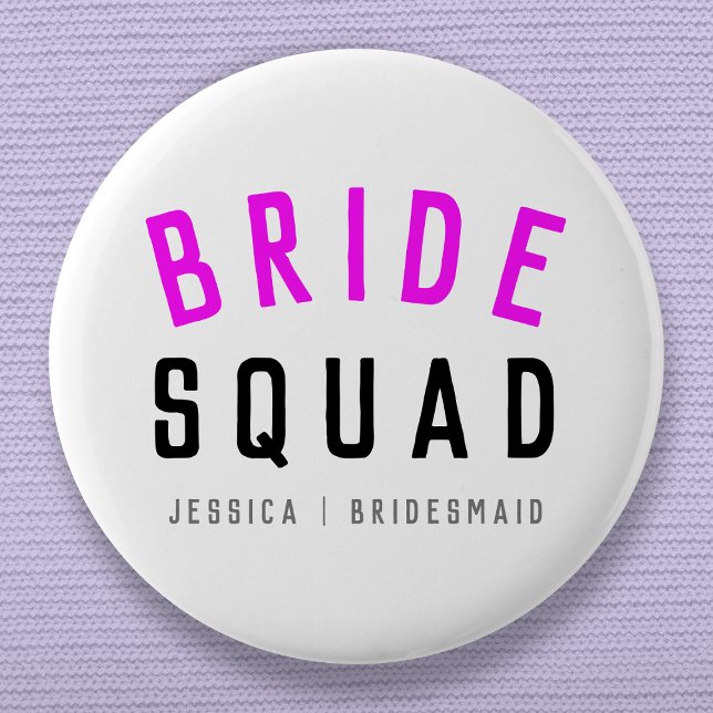 Bride Squad | Hot Pink Bachelorette Bridesmaid Button (Creator Uploaded)