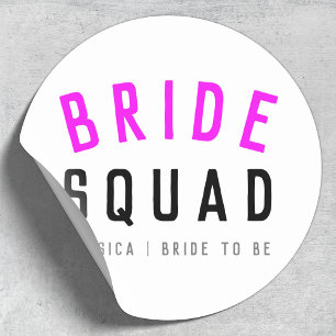 Bride Squad   Hot Pink Bachelorette Bridesmaid Classic Round Sticker