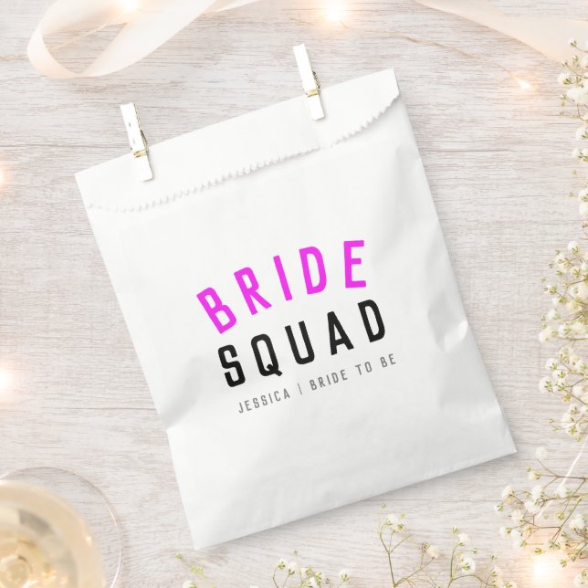 Bride Squad | Hot Pink Bachelorette Bridesmaid Favor Bag (Clipped)