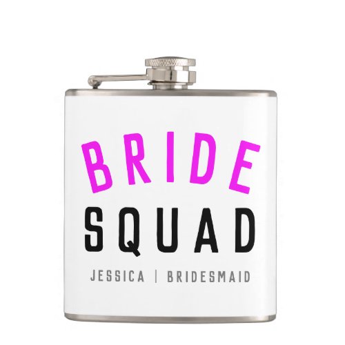 Bride Squad  Hot Pink Bachelorette Bridesmaid Flask