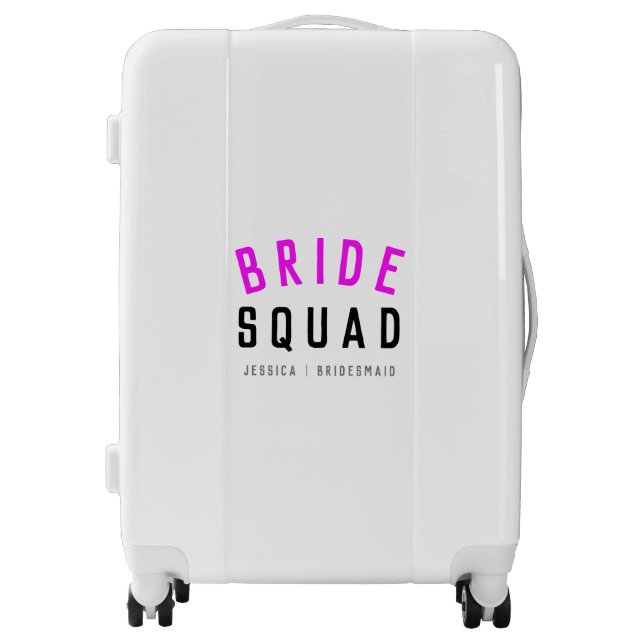 Bride Squad | Hot Pink Bachelorette Bridesmaid Luggage (Front)