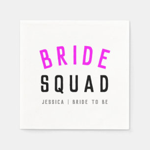Bride Squad Hot Pink Bachelorette Bridesmaid Napkins