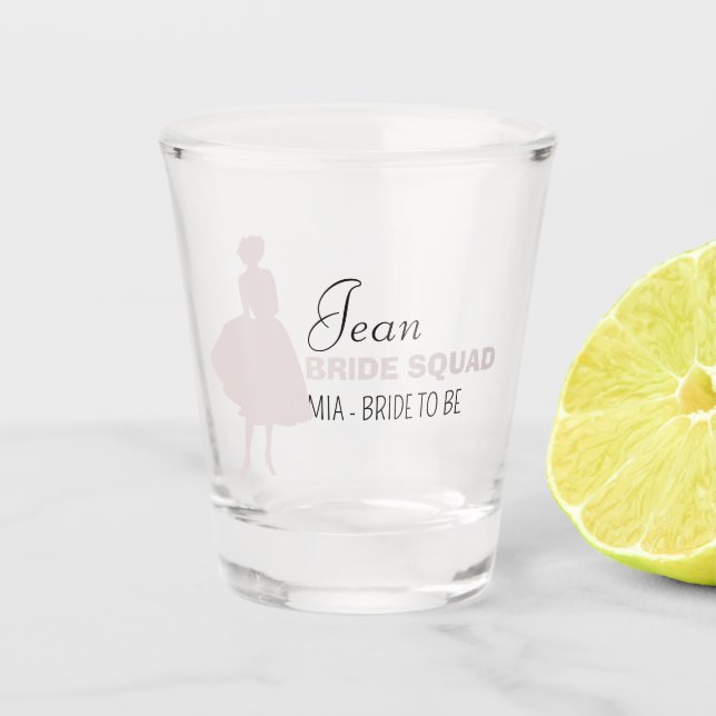 Bride Squad | Hot Pink Bachelorette Bridesmaid  Shot Glass (Front)