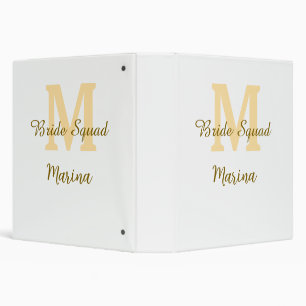Bride squad monogram golden bridal shower simple 3 ring binder