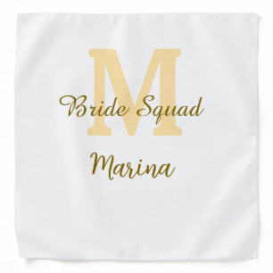 Bride squad monogram golden bridal shower simple  bandana