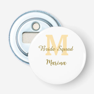 Bride squad monogram golden bridal shower simple  bottle opener
