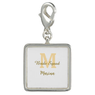 Bride squad monogram golden bridal shower simple  charm
