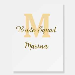 Bride squad monogram golden bridal shower simple foam board