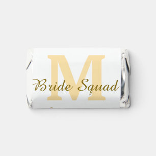 Bride squad monogram golden bridal shower simple hershey's miniatures