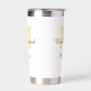Bride squad monogram golden bridal shower simple  insulated tumbler