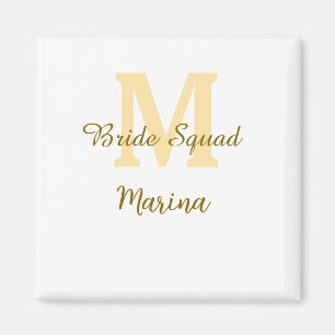 Bride squad monogram golden bridal shower simple  magnet