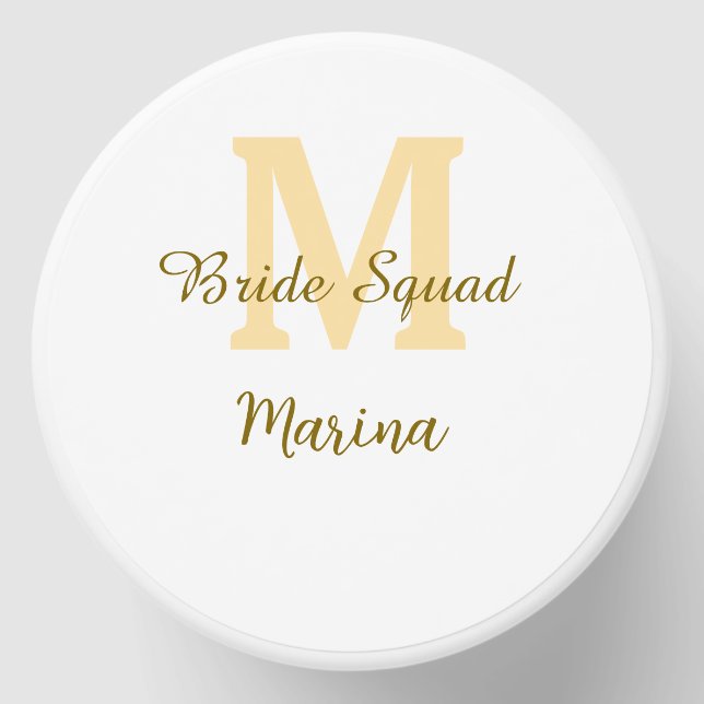 Bride squad monogram golden bridal shower simple  mini candle favors (Front)