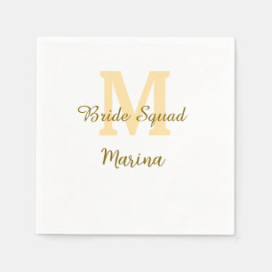 Bride squad monogram golden bridal shower simple  napkins