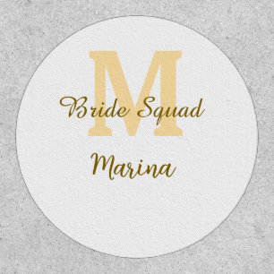 Bride squad monogram golden bridal shower simple patch