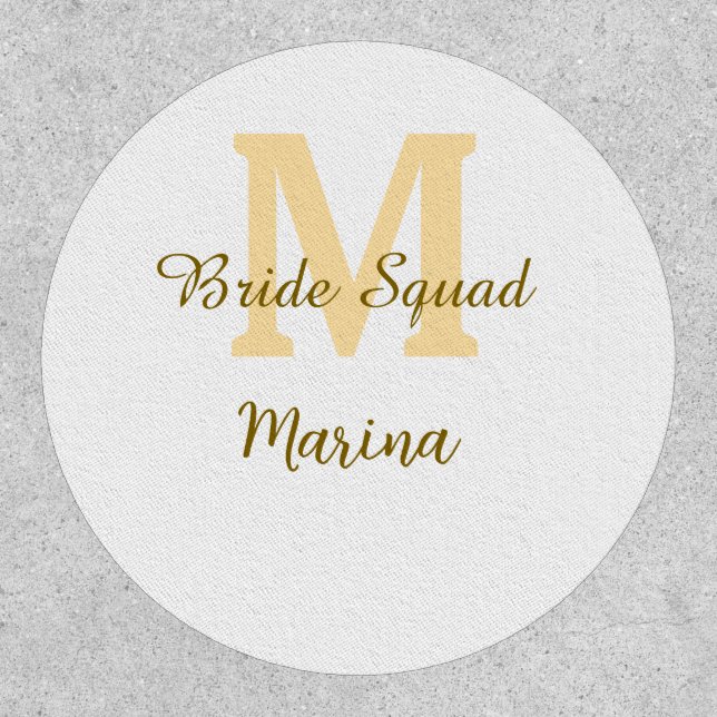 Bride squad monogram golden bridal shower simple  patch (Front)