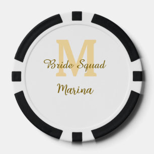 Bride squad monogram golden bridal shower simple poker chips