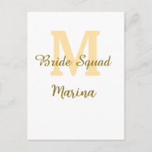 Bride squad monogram golden bridal shower simple