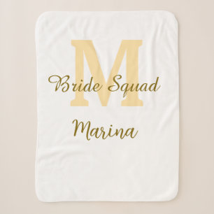 Bride squad monogram golden bridal shower simple sherpa blanket