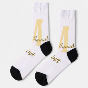 Bride squad monogram golden bridal shower simple socks