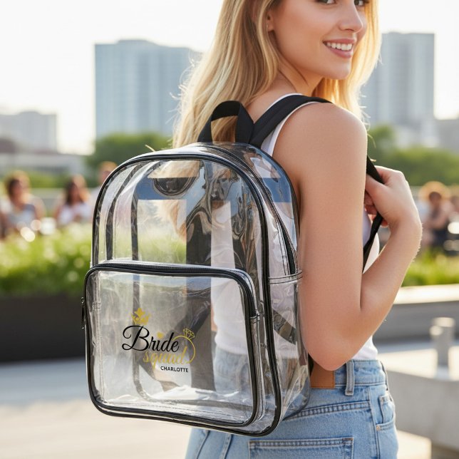 Bride Squad Name Bridal Party Clear Backpack (Creator Uploaded)