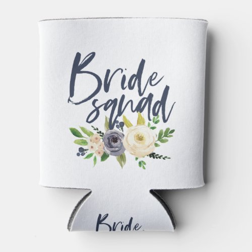 bride squad navy floral bachelorette bridal shower can cooler