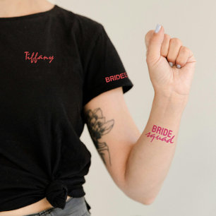 Bride Squad Novelty Pink Script Bridal Party Wrist Temporary Tattoos
