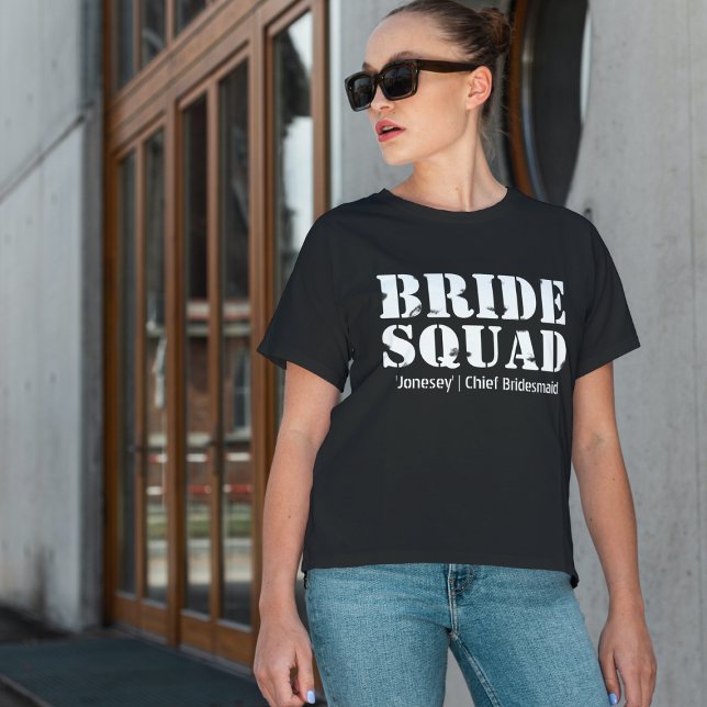 Bride Squad Personalized Bachelorette Party T-Shirt (Creator Uploaded)