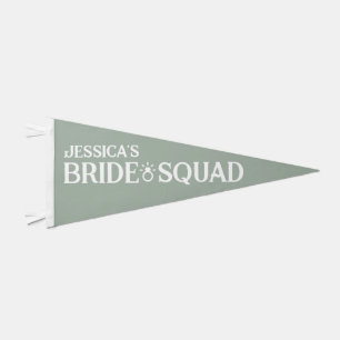 Bride Squad   Personalized Sage Green Bachelorette Pennant Flag