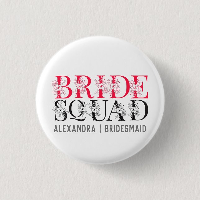 Bride Squad | Pink Bachelorette Party Bridesmaid Button (Front)