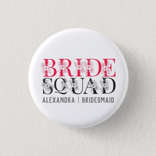 Bride Squad  Pink Bachelorette Party Bridesmaid Button