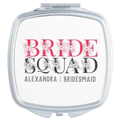 Bride Squad  Pink Bachelorette Party Bridesmaid Compact Mirror