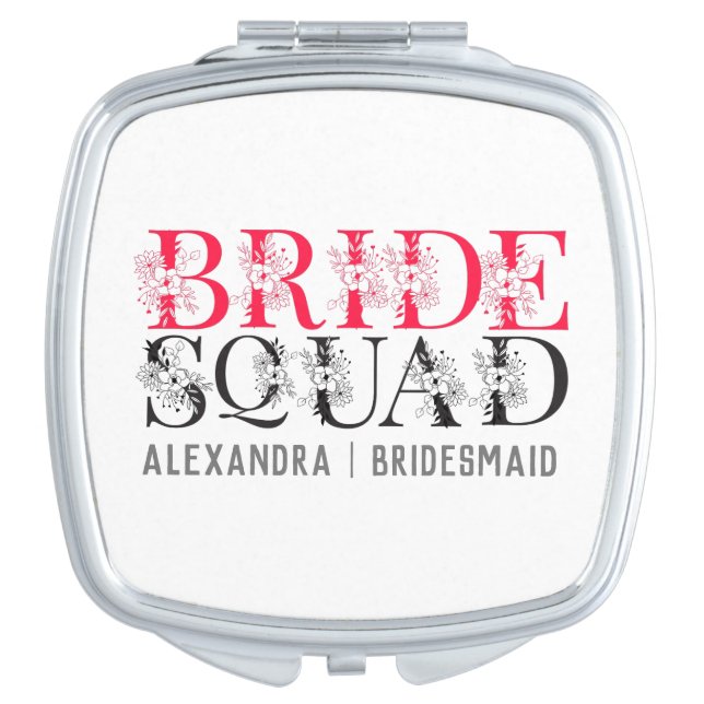 Bride Squad | Pink Bachelorette Party Bridesmaid Compact Mirror (Front)