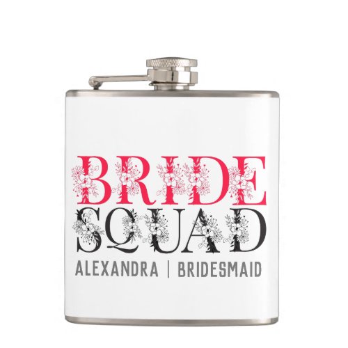 Bride Squad  Pink Bachelorette Party Bridesmaid  Flask