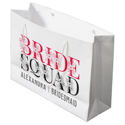 Bride Squad  Pink Bachelorette Party Bridesmaid Large Gift Bag