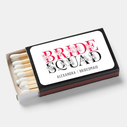 Bride Squad  Pink Bachelorette Party Bridesmaid  Matchboxes